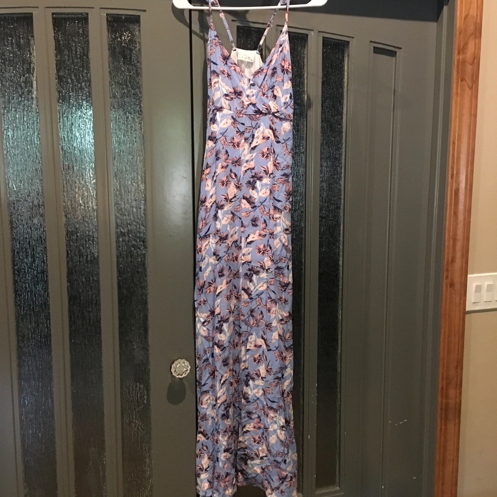 Blue and pink maxi dress